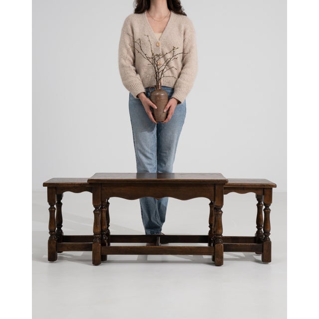 Set of 3 French Oak Nesting Tables, Circa 1970 For Sale - Image 10 of 14