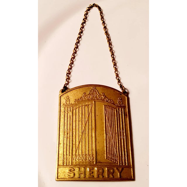 Vintage Gilded Metal Club Decanter Label for Sherry For Sale - Image 4 of 4