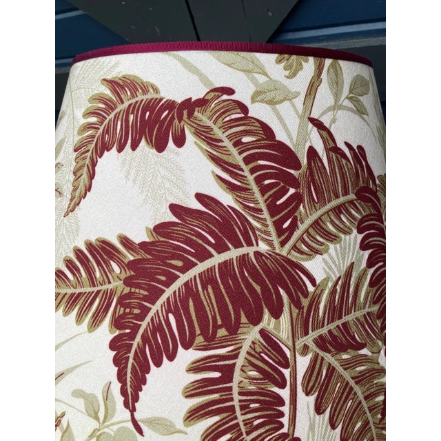 Mary Jane McCarty Designs Red and Green Fern Botanical Print Lampshade For Sale - Image 4 of 6