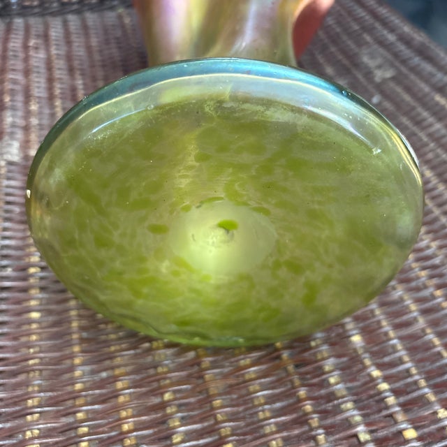 Josef Rindskopf’s Söhne Bohemian Rindskopf Pepita Handblown Iridescent Vase Circa 1900. Vase For Sale - Image 4 of 4