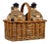 Antique Victorian English Pottery Decanters in Tantalus-Inspired Wicker Basket- 3 Pieces For Sale