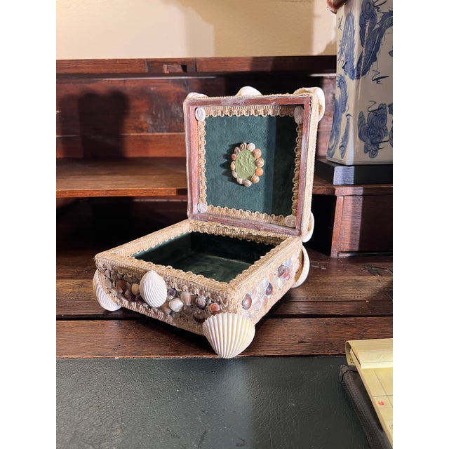 Vintage Mediterranean Grotto Style Decorative Box With Velvet Interior For Sale - Image 13 of 13