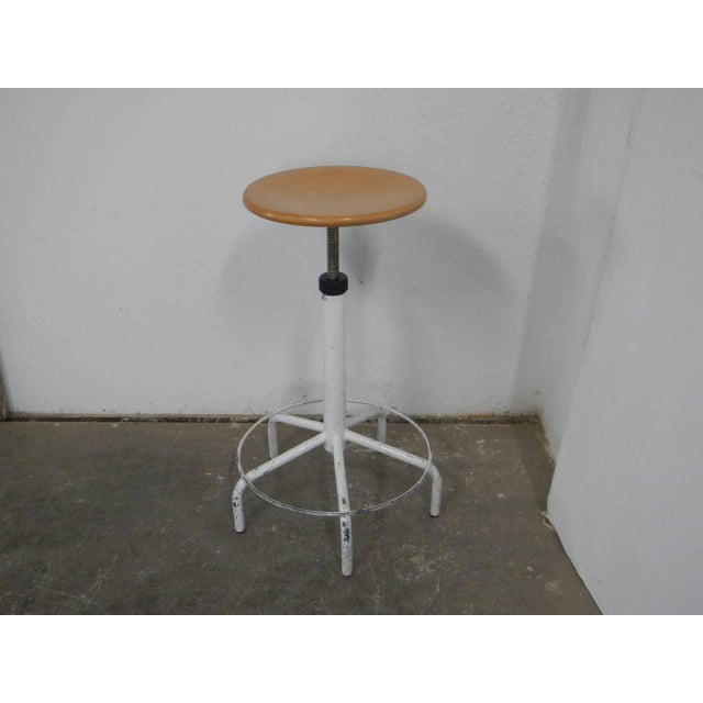 Beech and Iron 5-Foot Stool, 1970, in Good conditions. Designed 1970 to 1979