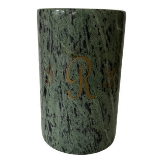 Vintage Mid-Century Modern Green Marble Wine Cooler or Utensil Holder JRJ For Sale