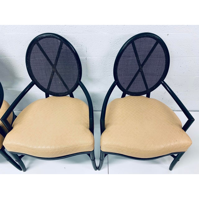 Set of Six McGuire Rattan and Bamboo Dining Arm Chairs ...