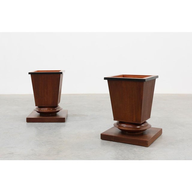 1930s Art Deco Geometric Square Oak Planters, France, 1930s, Set of 2 For Sale - Image 5 of 11