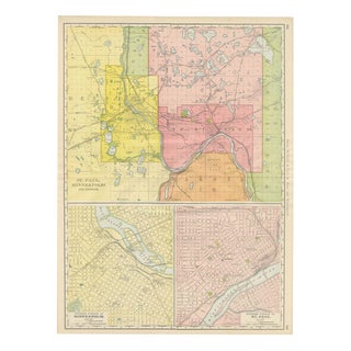 Antique Map of St. Paul and Minneapolis The Twin Cities by Ran McNally, 1899 For Sale