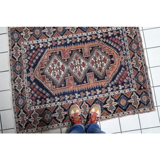Textile 1920s, Antique Persian Afshar Rug 3.8' X 4.6' (115cm X 142cm) For Sale - Image 7 of 12