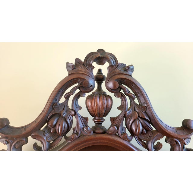 Victorian Magnificent Antique Victorian Hall Tree With Mirror, Drawer, and Marble Shelf Base - Exceptional Carving For Sale - Image 3 of 12
