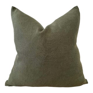 Belgian Linen Pillow in Forest With Insert For Sale