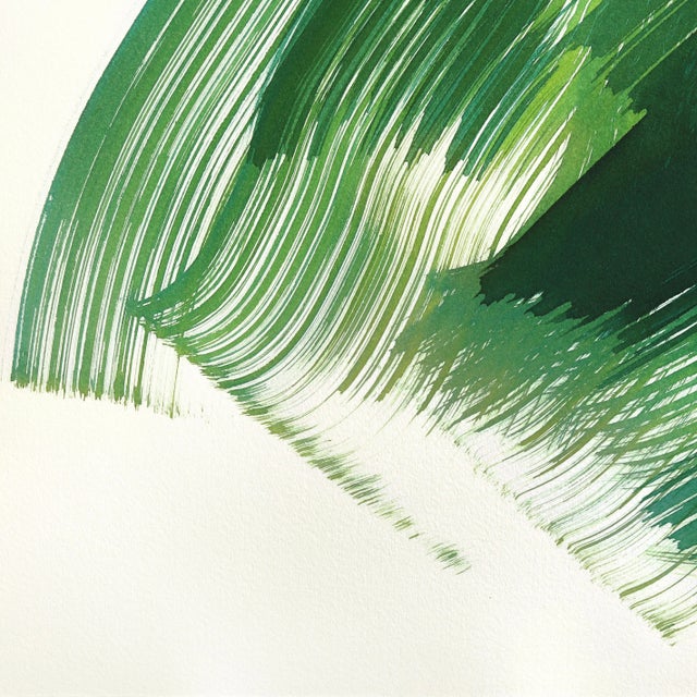 The Green Dress 22 - Minimalist Figurative French Linen Original Artwork by Bettina Mauel For Sale - Image 4 of 5