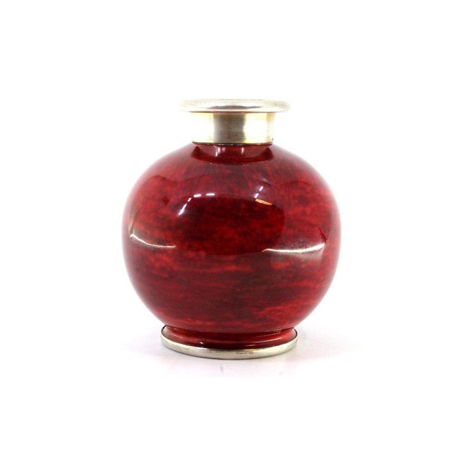 Porcelain Pot with Silver Neck and Base, in Good conditions. Designed 1920 to 1949