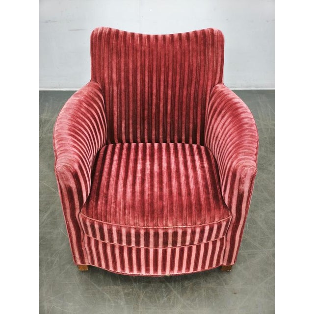 1950s Danish Modern Sculptural Velvet Lounge Armchair For Sale - Image 12 of 14
