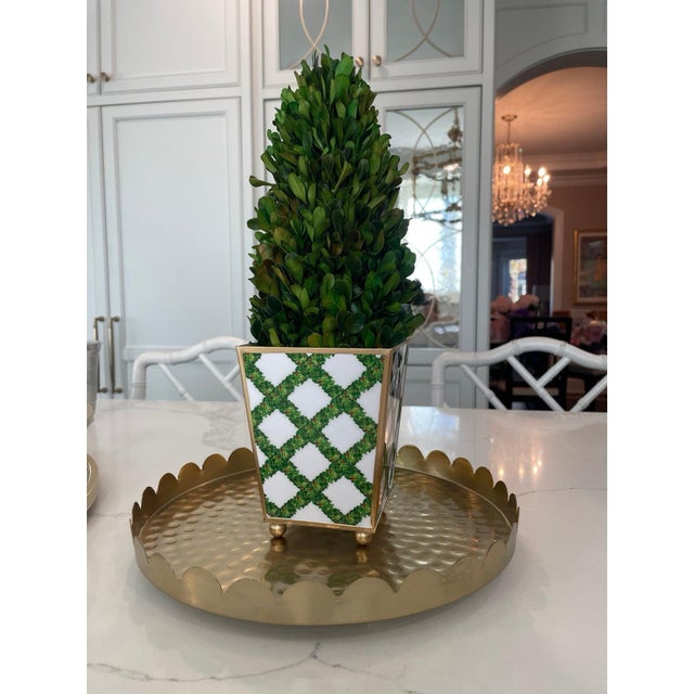 Boxwood Trellis Enameled Square Cachepot For Sale In Chicago - Image 6 of 7
