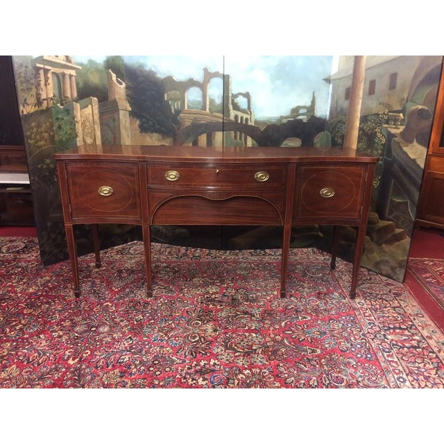 1980s Kittinger Furniture Buffet Sideboard, Inlaid Sideboard For Sale - Image 9 of 13
