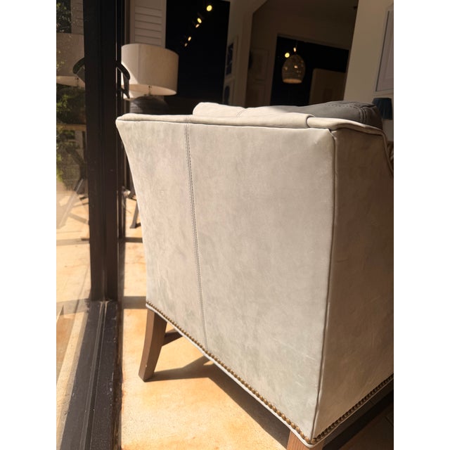 Light Blue Suede Club Chair For Sale - Image 13 of 14