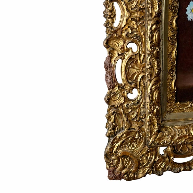 Brown Early 20th Century Ornate Gilt Rococo Style Frame With Floral Still Life Painting For Sale - Image 8 of 12
