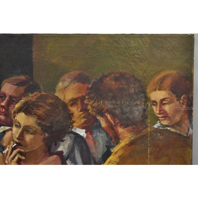 Vintage Patricia Stone "The Bar" Large Oil on Canvas Art Deco Painting, Signed For Sale - Image 13 of 14