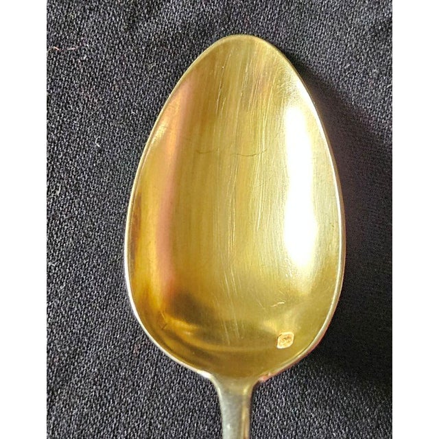 Simply magnificent! a set of six silver teaspoons, hallmarked with the minerva and vermeil marks. The handles are finely...