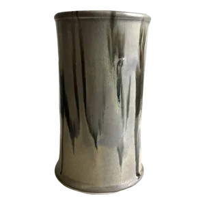 1990s Vintage Modernist Gray & Beige Studio Pottery Vase, Signed NLP Narrow Land Pottery