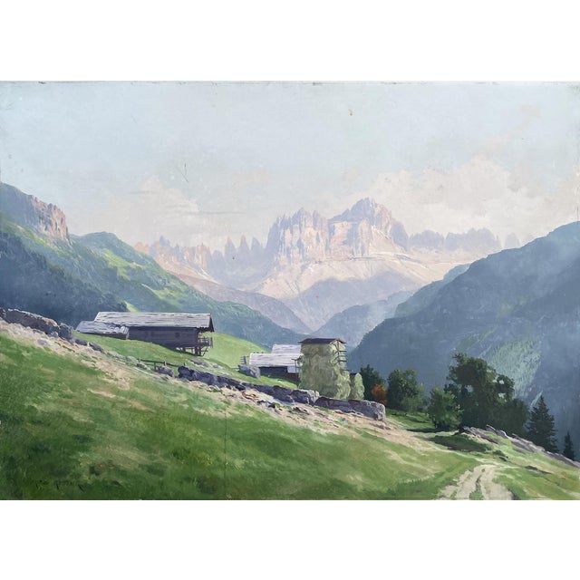 Fritz Rotter, View of the Catinaccio Rosengarten, Dolomites, Italy, Oil Painting For Sale - Image 11 of 17