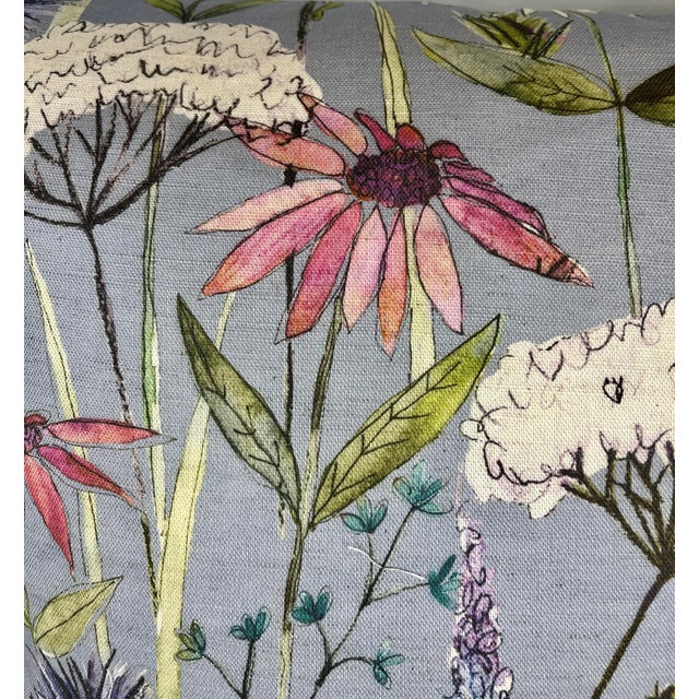 20" Square Decorative Throw Pillow With a Playful Pink and White Mid Century Modern Look Floral Pattern Dotted With Bees - Made in the U K For Sale In Dallas - Image 6 of 12