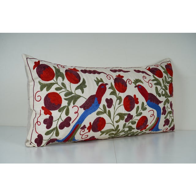 Mid-Century Modern Bird Suzani Cushion Cover For Sale - Image 3 of 5