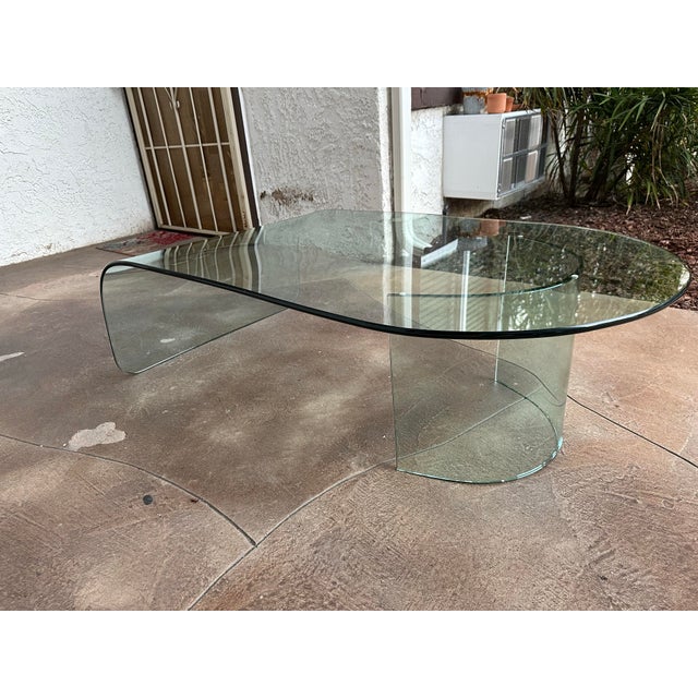 Mid-Century Modern Mid Century Post Modern Italian Waterfall Glass Coffee Table For Sale - Image 3 of 12