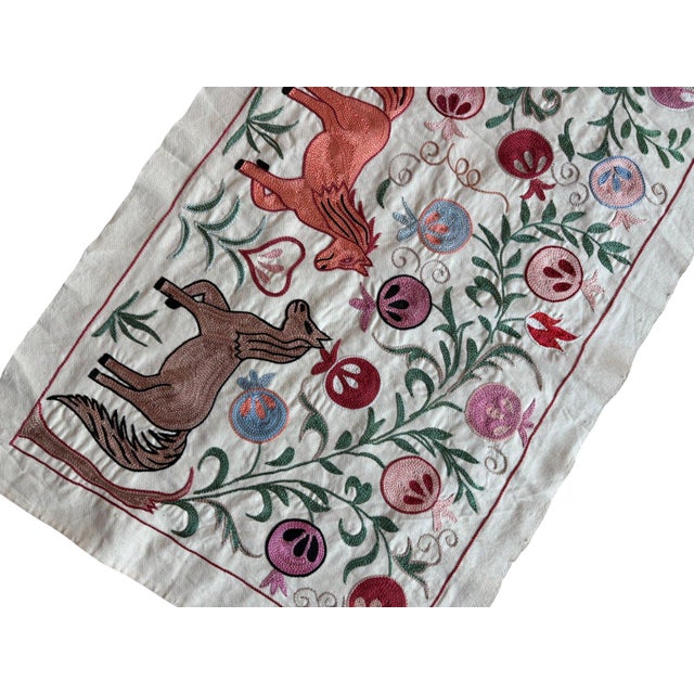 1960s Horse and Donkey Suzani Wall Hanging For Sale - Image 5 of 7