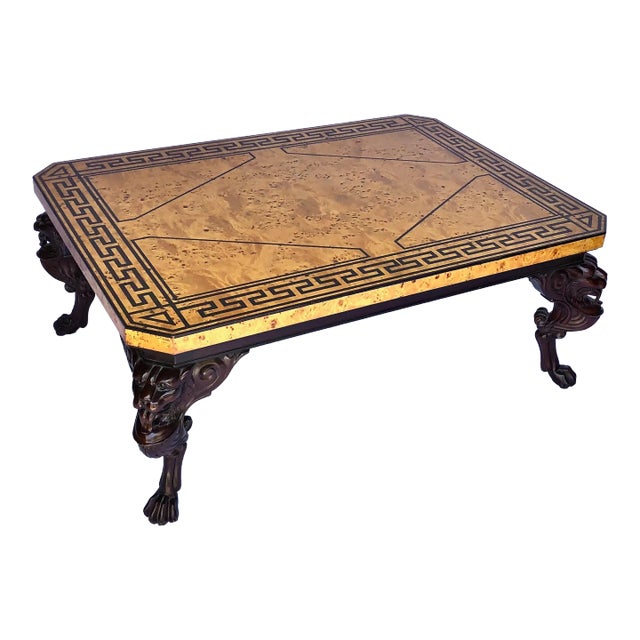 A Vintage 1980's Baker Furniture Neoclassical Griffin Cocktail Table For Sale