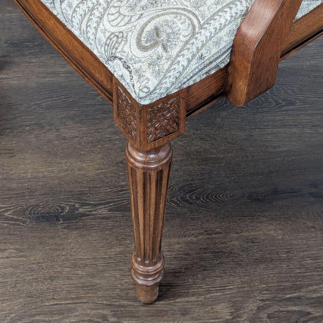 Ethan Allen Goodwin 7-Piece Wood Dining Set With Upholstered Chairs For Sale - Image 13 of 13
