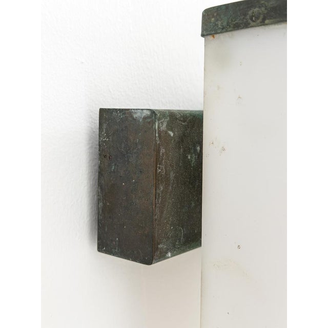 Metal Swedish Modern Wall Lamp in Patinated Copper and Opaline Acrylic, 1955 For Sale - Image 7 of 11