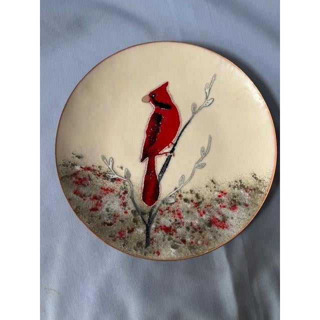 Late 20th Century Cardinal, Blue Jay, and Meadowlark Plates – Handmade For Sale - Image 4 of 4