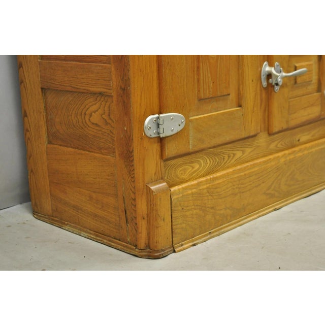 Antique Rh Macy Co Victorian Oak Wood 3 Door Ice Box Vintage Refrigerator Chest For Sale - Image 17 of 18