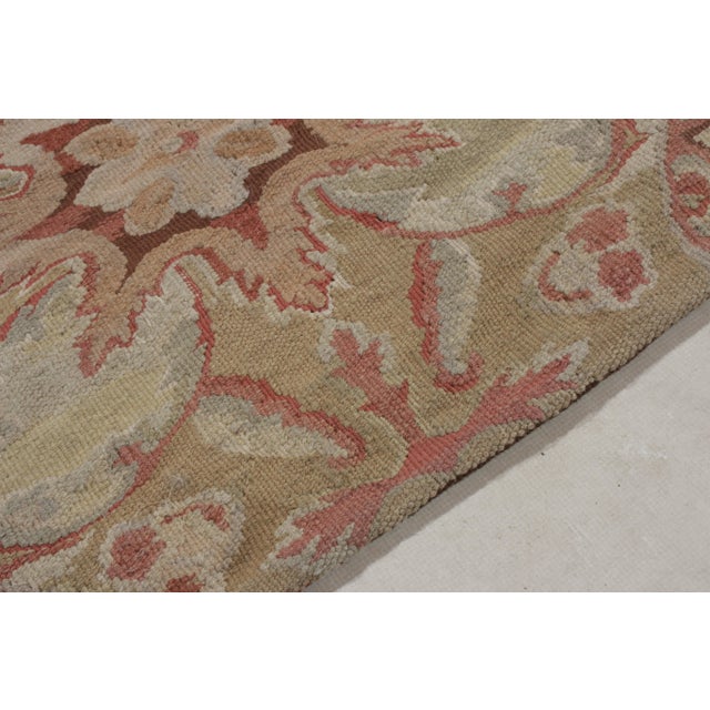 Rug & Kilim Rug & Kilim’s Aubusson Flat Weave Style Rug, Beige-Brown, Pink Floral Pattern For Sale - Image 4 of 7