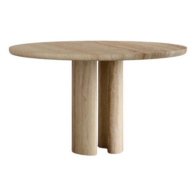 Roman Dining Table II in Classico Alabastrino Travertine by Paloma Editions For Sale