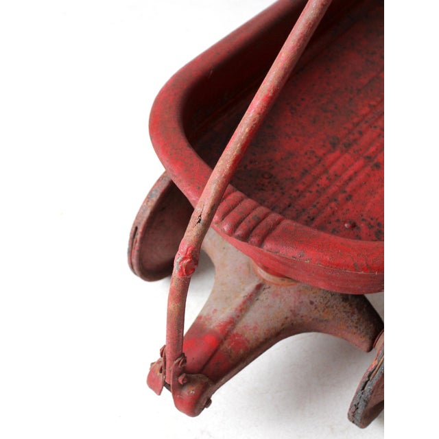 Mid-Century Red Toy Metal Wagon For Sale - Image 10 of 12
