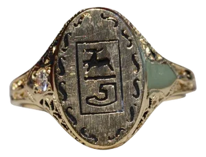 The Brannon Woods: Signed 14K Yellow Gold Signet Ring set with Diamond