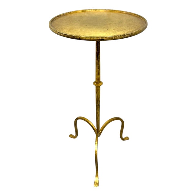 Late 20th Century Hand-Forged Gilded Iron Martini Drink Table in the Style of Visual Comfort For Sale