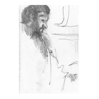 1960s Portrait of Man in Profile Drawing For Sale