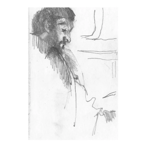 1960s Portrait of Man in Profile Drawing