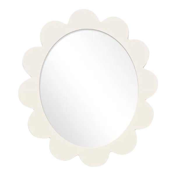 Fleur Home x Chairish Iris Oval Mirror in White Dove, 27x22 | Chairish