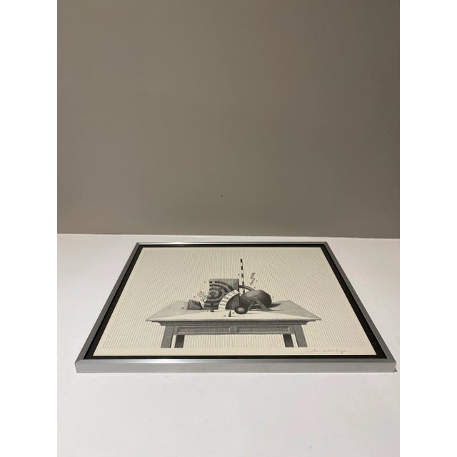 Paper Late 20th Century Geometric Abstract Print on Paper Signed, Framed For Sale - Image 7 of 9