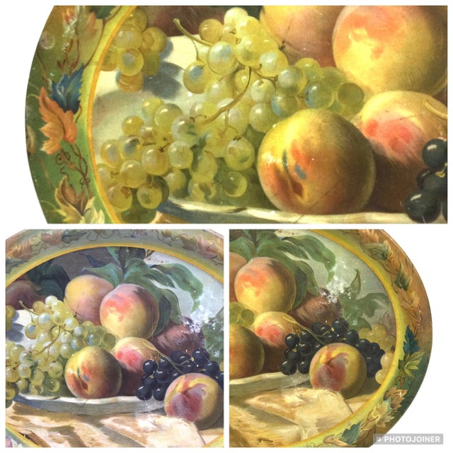 Authentic Antique Toleware Platter Serving Tray For Sale - Image 11 of 12