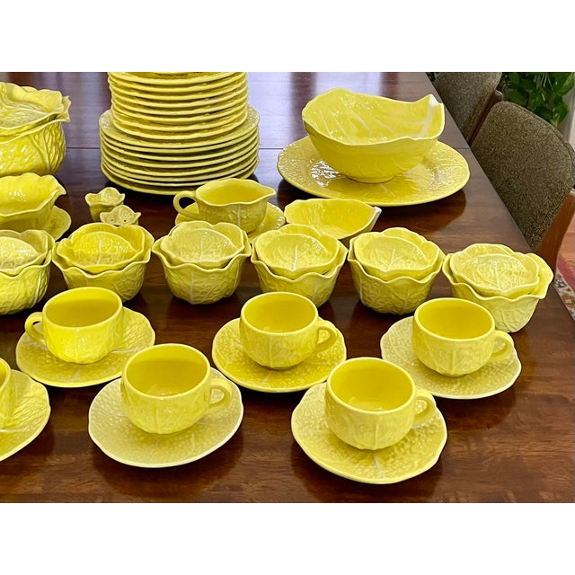 Vintage Majolica Cabbage Dinner & Serveware for 8 by Secla Portugal