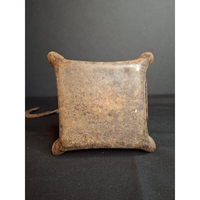 18th C Hand Forged Wrought Iron 4-Wick Fat Lamp Primitive Square Crusie Pick For Sale - Image 14 of 17