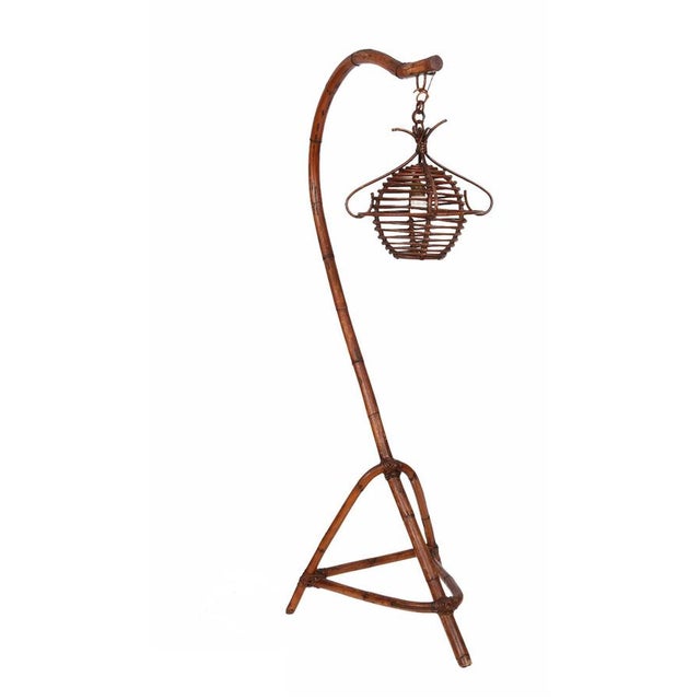Mid-Century Italian Bamboo and Rattan Floor Lamp, 1950s For Sale - Image 12 of 18