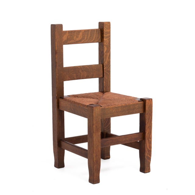 1900 - 1909 Joseph McHugh Arts & Crafts Mission Oak Dining Chairs Mackmurdo Stickley Roycroft a Set of Four For Sale - Image 5 of 18
