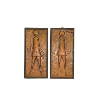 Mid Century Modern Copper Art - a Pair For Sale