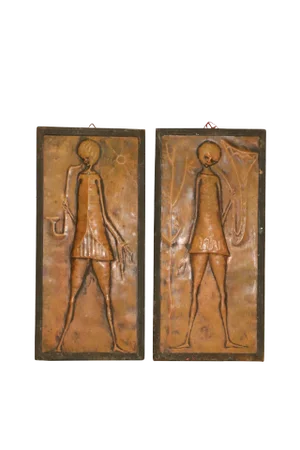 Mid Century Modern Copper Art - a Pair